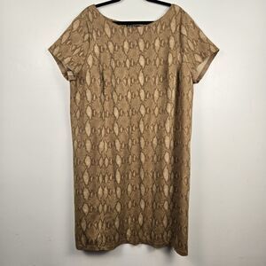 Lauren Ralph Lauren Contessa Snake Print Pointe Knit Sheath Dress 3X Tan